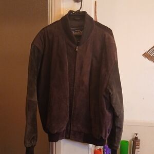 Varsity Men's Suede‎ Bomber Jacket - Dark Brown and Brown. Sz.xL. Vintage